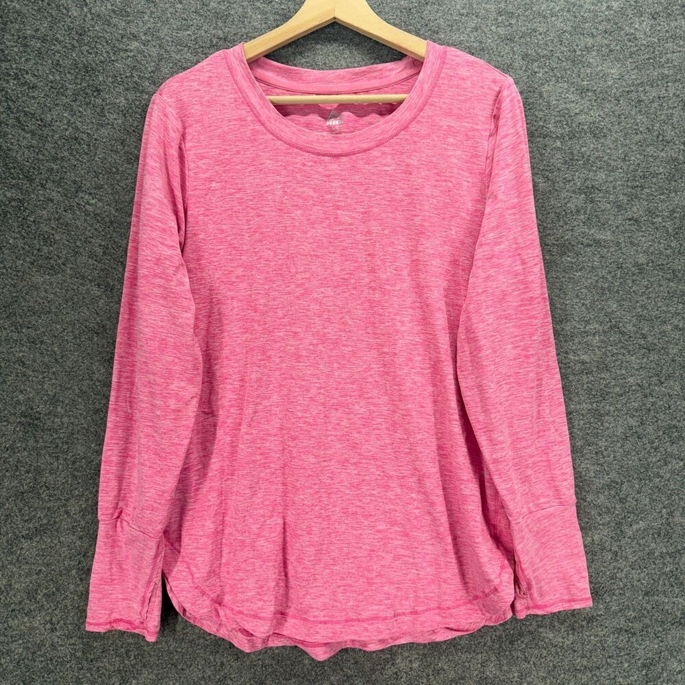 RBX T-Shirt Women L Large Pink Long Sleeve Round Neck Pullover Casual Solid
